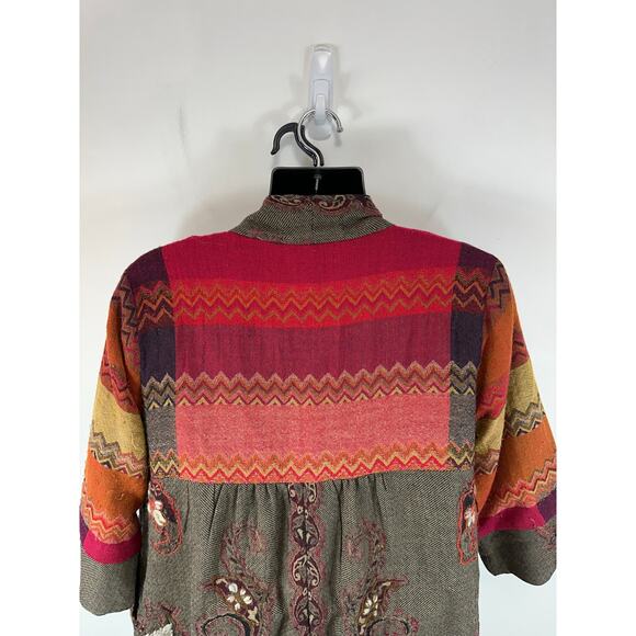 Soft Surroundings Floral Wool Cardigan Sweater Open Front 3D Knit Size XL Boho - Picture 13 of 14